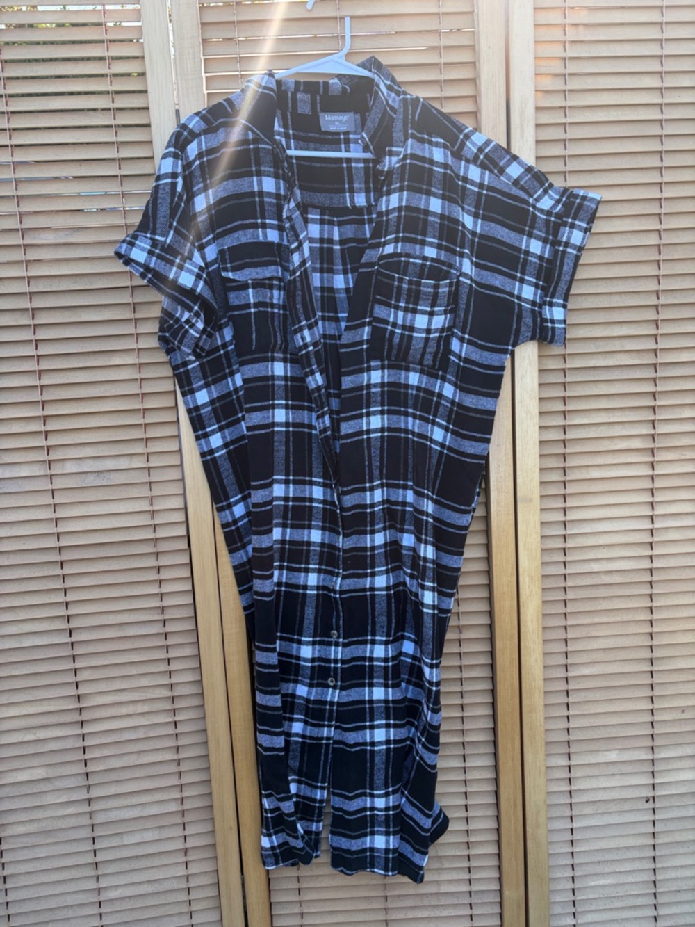 Black & White Plaid Button-Up Sleep Shirt - Casual Women's Pajama Top